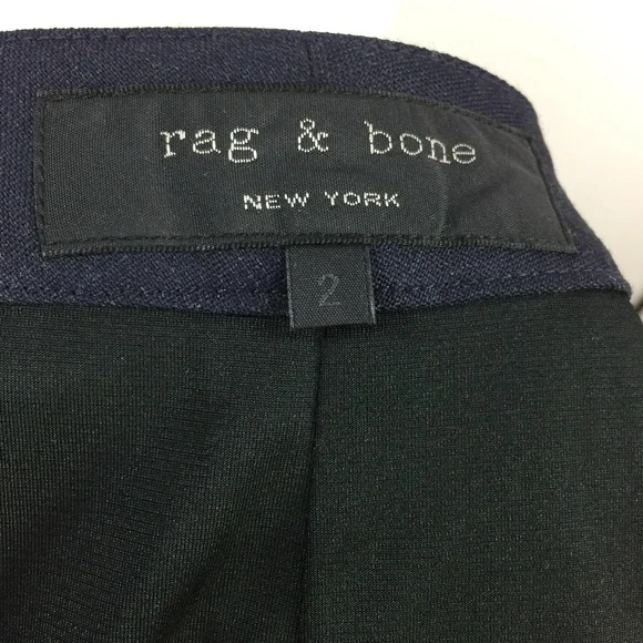 Rag & Bone Wool & Leather Wrap Skirt Navy 2